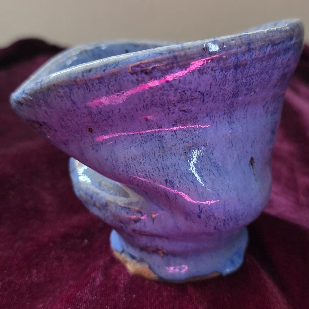 Unique Blue Ceramic Slouch Vase